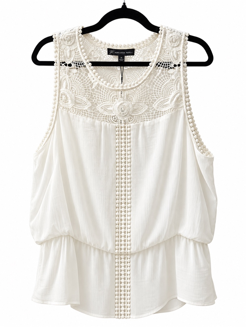 Adrianna Papell Ivory Lace Sleeveless Peplum Blouse XL – NWT